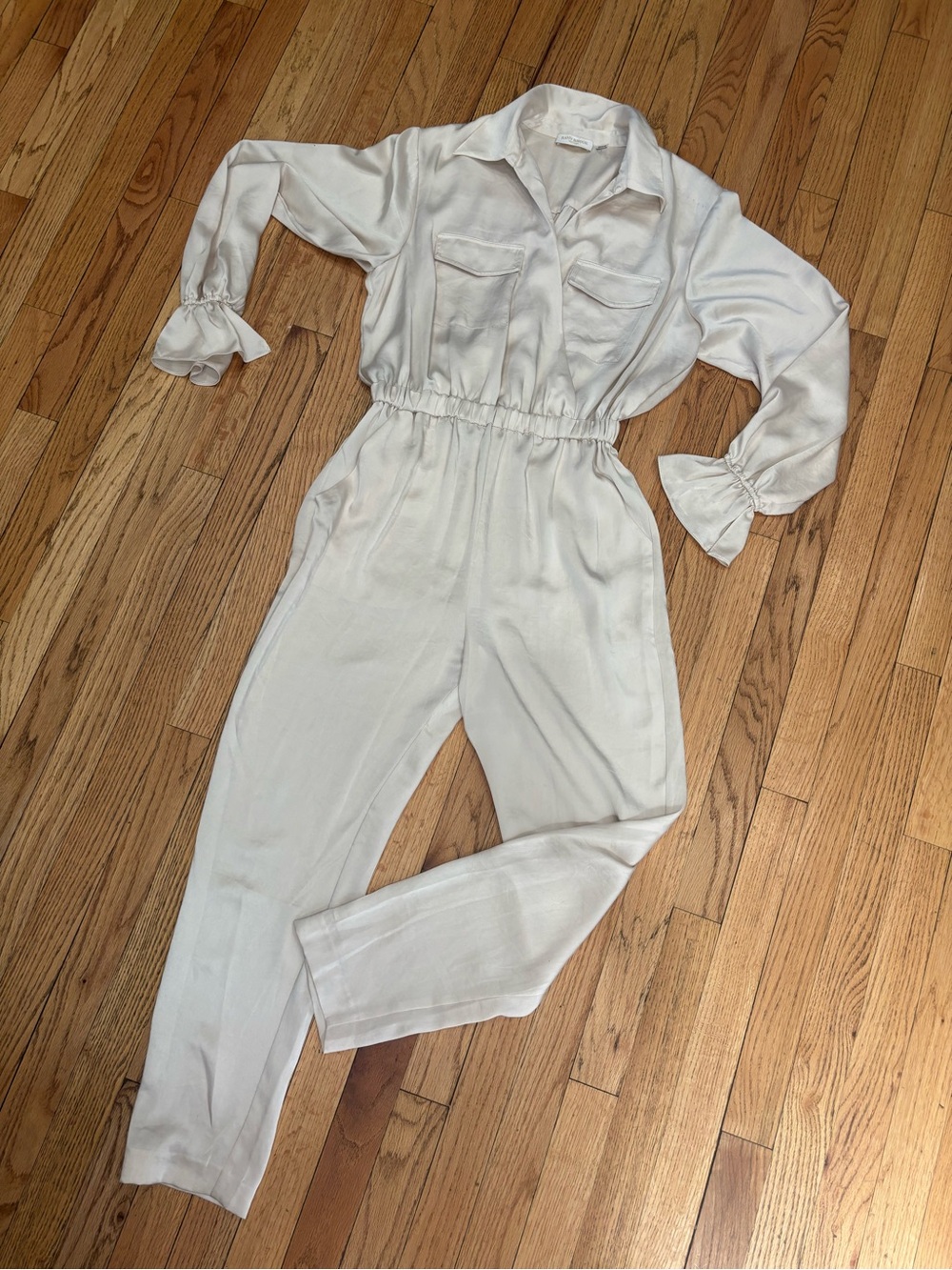 Ramy Brook champagne gold light tan satin jumpsuit 2 $495